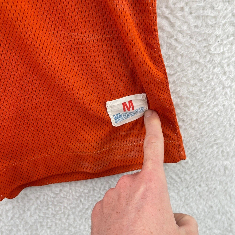 Vintage 80s Champion Football Jersey Mens M Orange Blank #31 USA Made Mesh